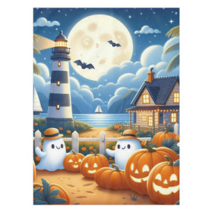 かわいい/航海のコースタルハロウィーン幽霊/カボチャ テーブルクロス