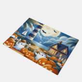 かわいい/航海のコースタルハロウィーン幽霊/カボチャ ドアマット (アングル)