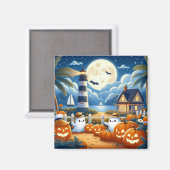 かわいい/航海のコースタルハロウィーン幽霊/カボチャ マグネット (正面/裏面)