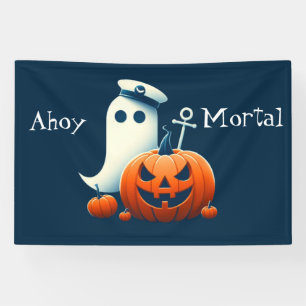 かわいい/航海のコースタルハロウィーン幽霊/カボチャ 横断幕