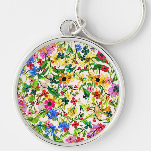 かわいい 色とりどりの 春 花 フラワー キーホルダー (正面)