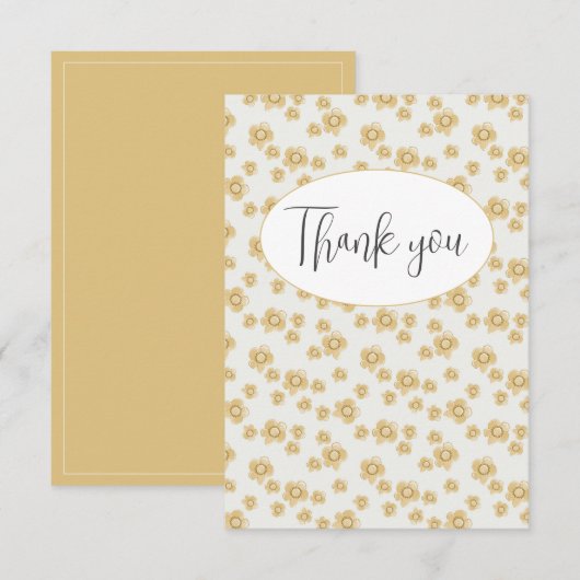 かわいい 花柄 シンプル フラット お礼のカード サンキューカード (正面/裏面)