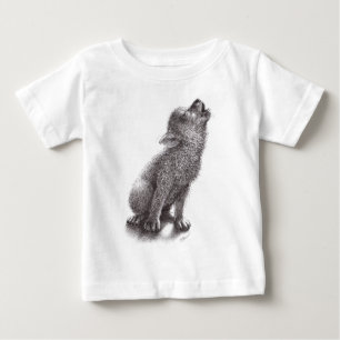 かわいい、若い吠える狼 ベビーTシャツ