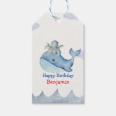 かわいい 虹色 たこ クジラ 魚 誕生日 パーティー ギフトタグ (正面)