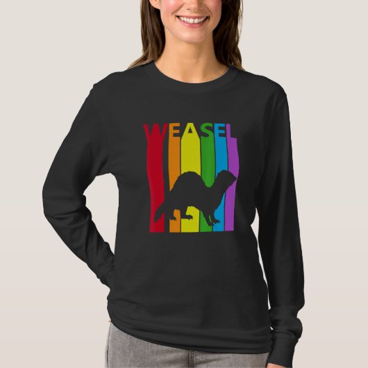 かわいい 虹色 イタチ 動物 Tシャツ (正面)