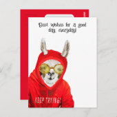 かわいい、親切で、楽しいママラマ、諦めずにトライ! グリーティング ポストカード (正面/裏面)