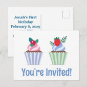 かわいい 誕生日おめでとう ポストカード 招待状 (正面/裏面)