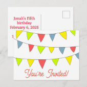 かわいい 誕生日おめでとう ポストカード 招待状 (正面/裏面)