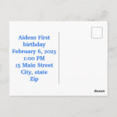 かわいい 誕生日おめでとう ポストカード 招待状 (裏面)