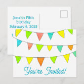 かわいい 誕生日おめでとう ポストカード 招待状 (正面/裏面)