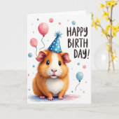 かわいい 誕生日 動物 カード (黄色い花)