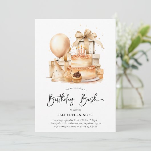 かわいい 誕生日 大人のパーティ 招待状 (スタンド正面)