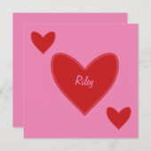 かわいい 赤いハート バレンタインデーのカード シーズンカード (正面/裏面)