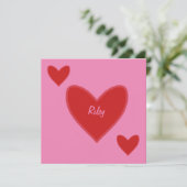 かわいい 赤いハート バレンタインデーのカード シーズンカード (スタンド正面)