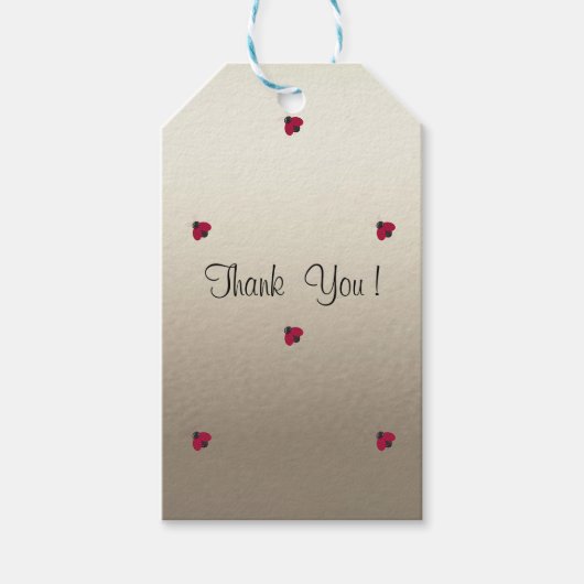 かわいい，赤いラディバグ，輝く ギフトタグ (正面)