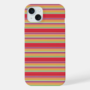 かわいい 赤い 色とりどりの ストライプ iPhone 15 PLUSケース
