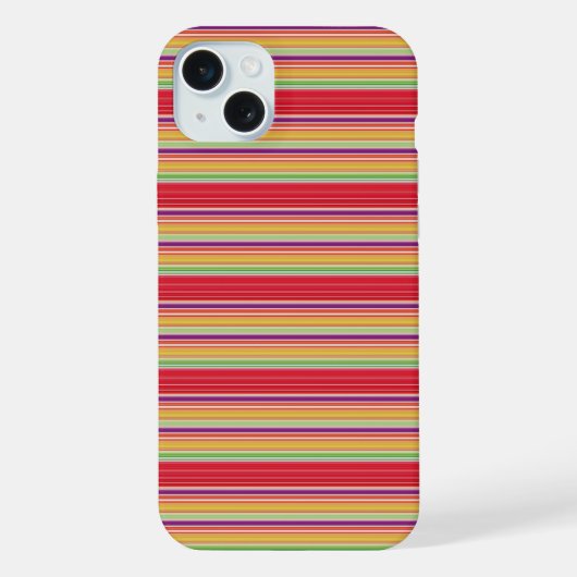 かわいい 赤い 色とりどりの ストライプ iPhoneケース (裏面)