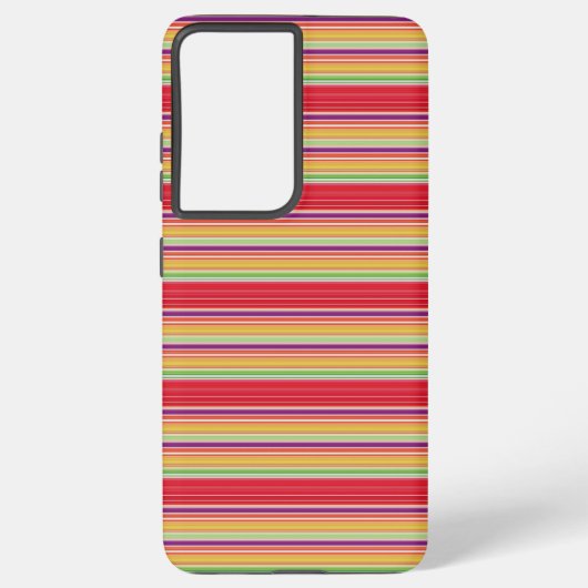 かわいい 赤い 色とりどりの ストライプ SAMSUNG GALAXYケース (裏面)