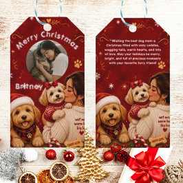 かわいい 赤 レッドクリスマス メリークリスマス ドッグマム 写真 ギフトタグ