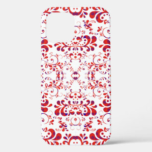かわいい 赤 白 花柄 iPhone 12 PROケース