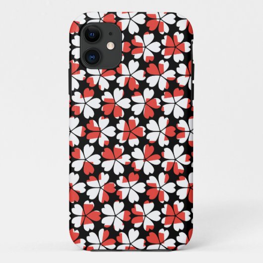かわいい 赤 白 花 模様 Case-Mate iPhoneケース (裏面)