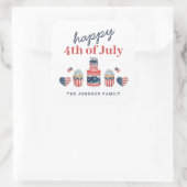 かわいい 赤 白 青 4th of July パーティー スクエアシール (バッグ)