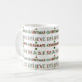 かわいい 赤 緑 クリスマスパターン コーヒーマグカップ (正面左)