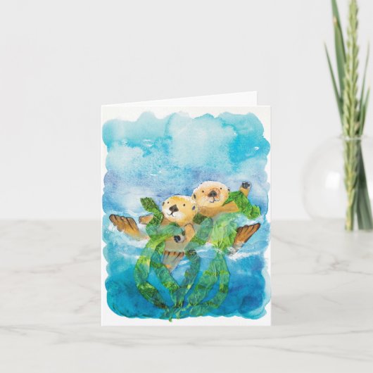 かわいい！遊び好きなカワウソの【】グリーティングカード サンキューカード (正面)