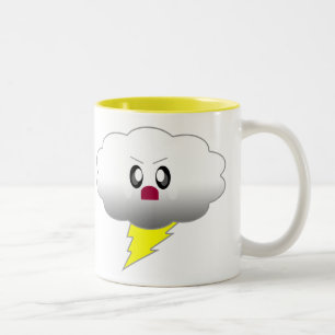 かわいい+雲+雷+雷+嵐 ツートーンマグカップ