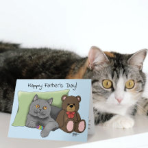 かわいい 青い 愛らしい グレー ベスト 猫のパパ 父の日