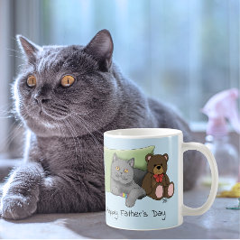 かわいい 青い 愛らしい グレー 最強 猫パパ 父の日 コーヒーマグカップ
