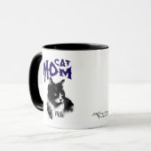 かわいい 青と黒の猫のお母さん 個人用化 マグカップ (正面左)