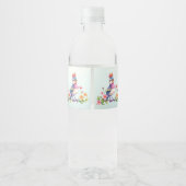 かわいい 青 ピンク 鳥 花柄 ペットボトルラベル (裏面)