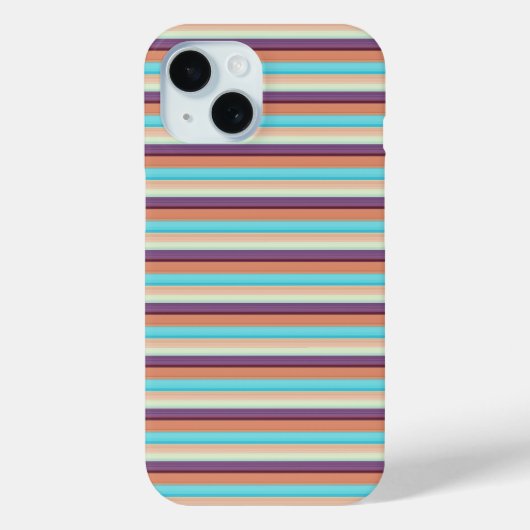かわいい 青 茶 ストライプ  Case-Mate iPhoneケース (裏面)
