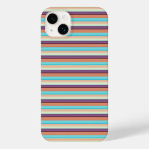 かわいい 青 茶 ストライプ Case-Mate iPhone 14 PLUSケース