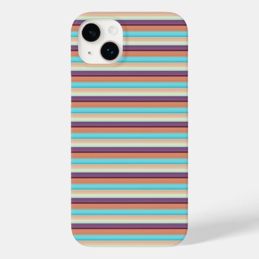 かわいい 青 茶 ストライプ Case-Mate iPhoneケース (裏面)