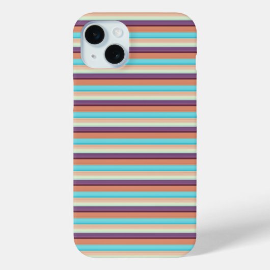 かわいい 青 茶 ストライプ  Case-Mate iPhoneケース (裏面)