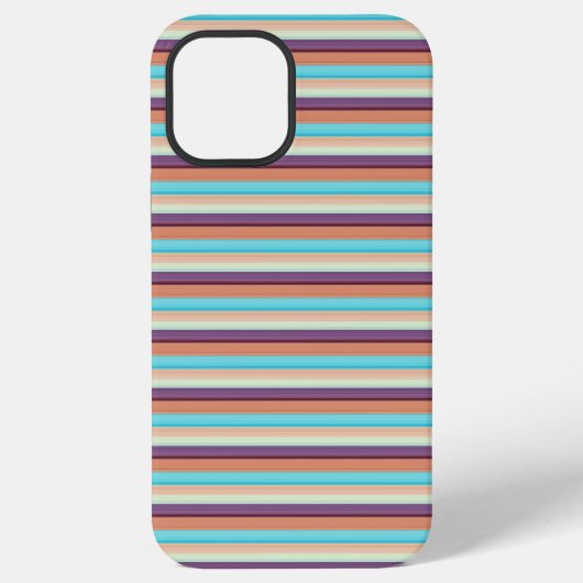 かわいい 青 茶 ストライプ  iPhoneケース (裏面)