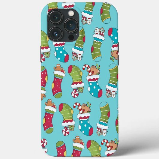 かわいい 青 赤 緑 クリスマス ブーツ柄 Case-Mate iPhoneケース (裏面)