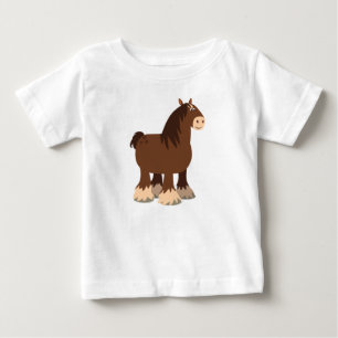 かわいい 静かな カートゥーン シャーア馬 赤ちゃんTシャツ ベビーTシャツ