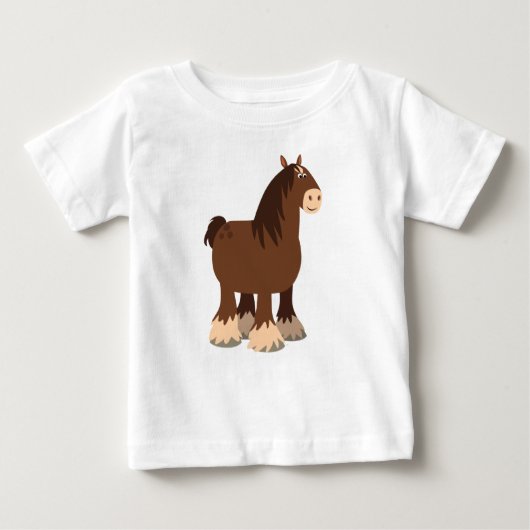 かわいい 静かな カートゥーン シャーア馬 赤ちゃんTシャツ ベビーTシャツ (正面)