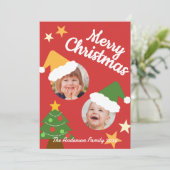 かわいい＆面白いサンタクロース2人のクリスマス シーズンカード (スタンド正面)