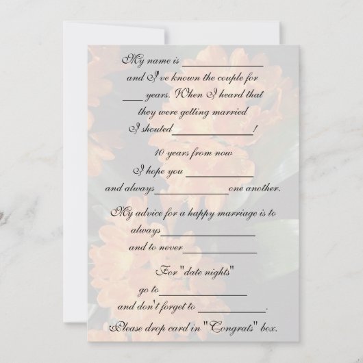 かわいい、面白い結婚アドバイス 花嫁と花婿へ 招待状 (正面)