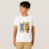 かわいい・面白い鳥のデザイン 鳥を見るのが好きでいろいろ知ってる Tシャツ (正面フル)