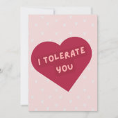 かわいい、面白い「あなたのことは我慢してる」バレンタインデーのカード シーズンカード (正面)