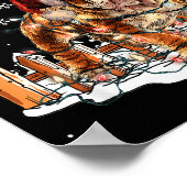 かわいい 面白い イングリッシュブルドッグ クリスマス ライト サンタ ポスター (角)