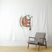 かわいい 面白い ナマケモノ 誕生日おめでとう タペストリー (インサイチュ(横))