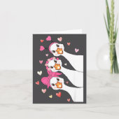 かわいい 面白い バレンタイン 馬鹿なガチョウのハート ラブ マッチ カード (正面)