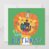 かわいい・面白い・ライオン・子供 誕生日 カード (正面)