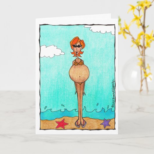 かわいい 面白い 妊娠 赤ちゃんシャワー おめでとう カード (黄色い花)